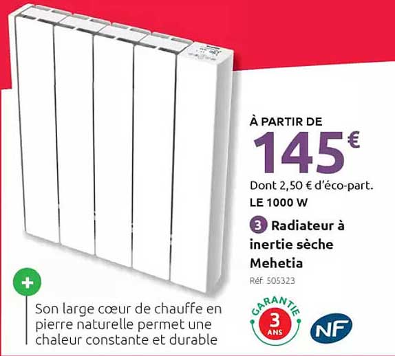 Radiateur à inertie sèche Mehetia