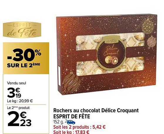 Rochers au chocolat Délice Croquant ESPRIT DE FÊTE