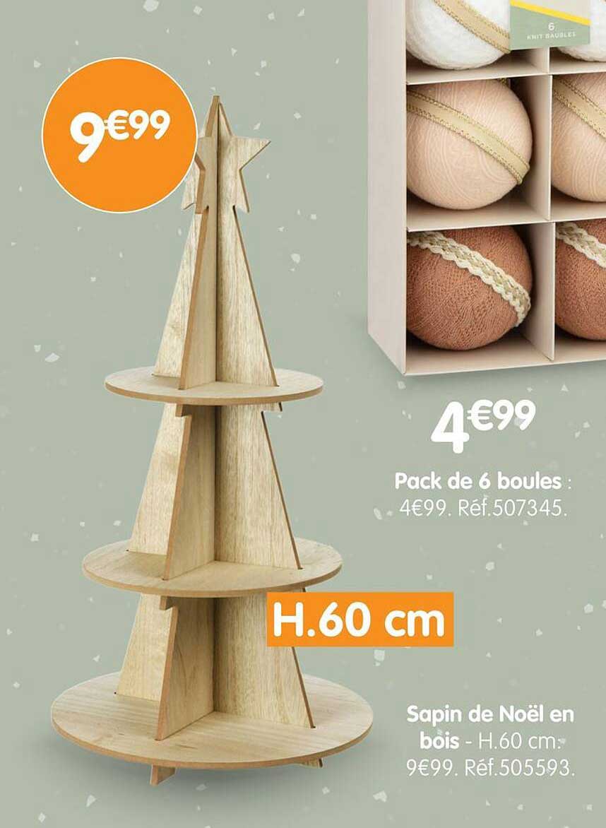 Sapin de Noël en bois - H.60 cm