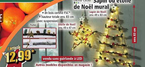 Sapin ou étoile de Noël mural