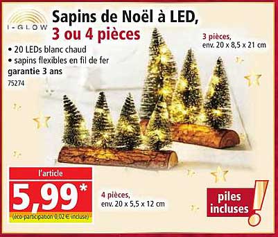 Sapins de Noël à LED, 3 ou 4 pièces