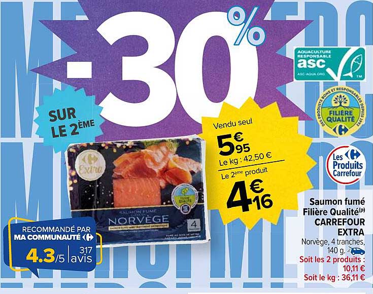 Saumon fumé Filière Qualité(p) CARREFOUR EXTRA