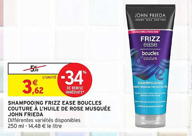 SHAMPOOING FRIZZ EASE BOUCLES COUTURE À L'HUILE DE ROSE MUSQUÉE JOHN FRIEDA