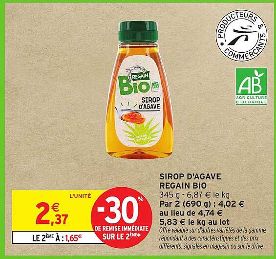 SIROP D'AGAVE REGAIN BIO