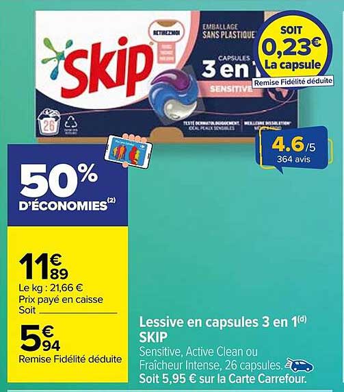 Skip Lessive en capsules 3 en 1