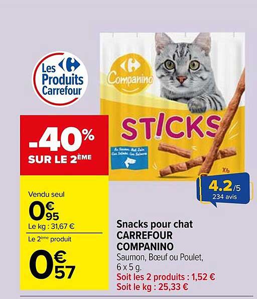 Snacks pour chat CARREFOUR COMPANINO