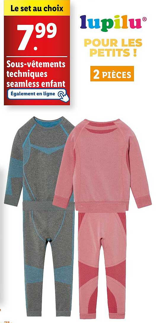 Sous-vêtements techniques seamless enfant 2 pièces