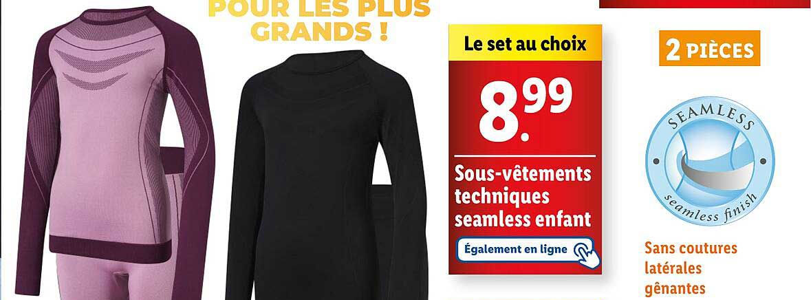 Sous-vêtements techniques seamless enfant