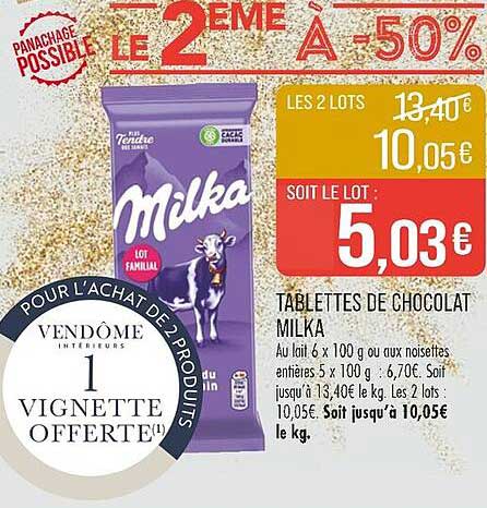 TABLETTES DE CHOCOLAT MILKA