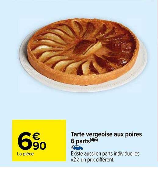 Tarte vergeoise aux poires 6 parts