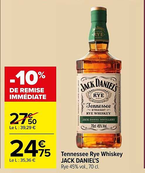 Tennessee Rye Whiskey JACK DANIEL'S