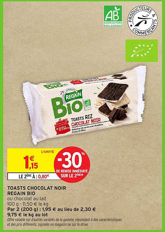 TOASTS RIZ CHOCOLAT NOIR REGAIN BIO