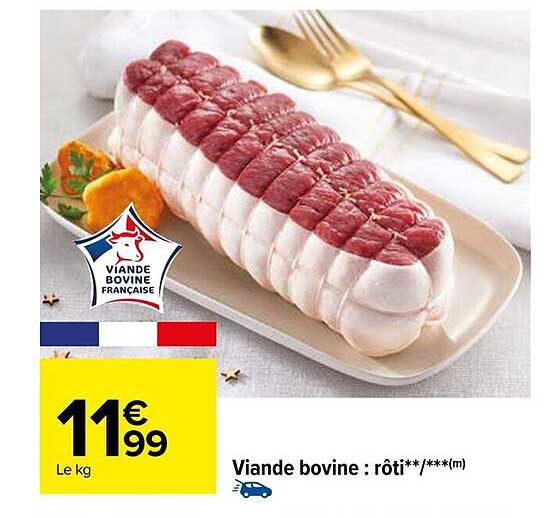 Viande bovine : rôti**/***(m)