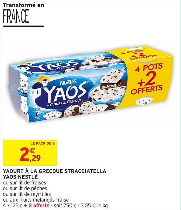 YAOS À LA GRECQUE STRACCIATELLA YAOS NESTLÉ