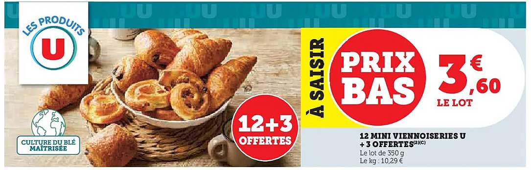 12 MINI VIENNOISERIES U + 3 OFFERTES