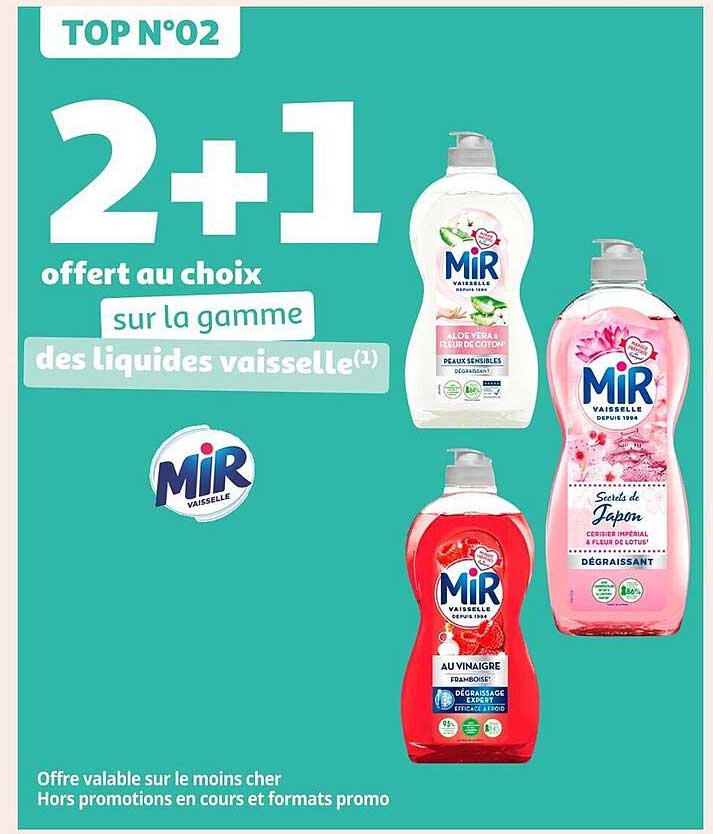 2+1 offert au choix sur la gamme des liquides vaisselle