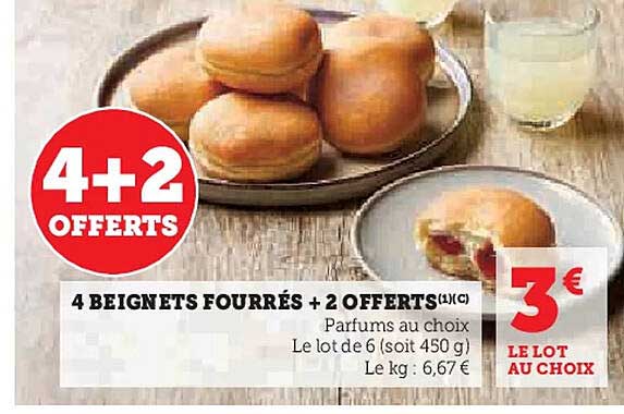 4 BEIGNETS FOURRÉS + 2 OFFERTS