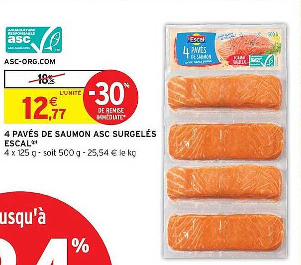 4 PAVÉS DE SAUMON ASC SURGELÉS ESCAL