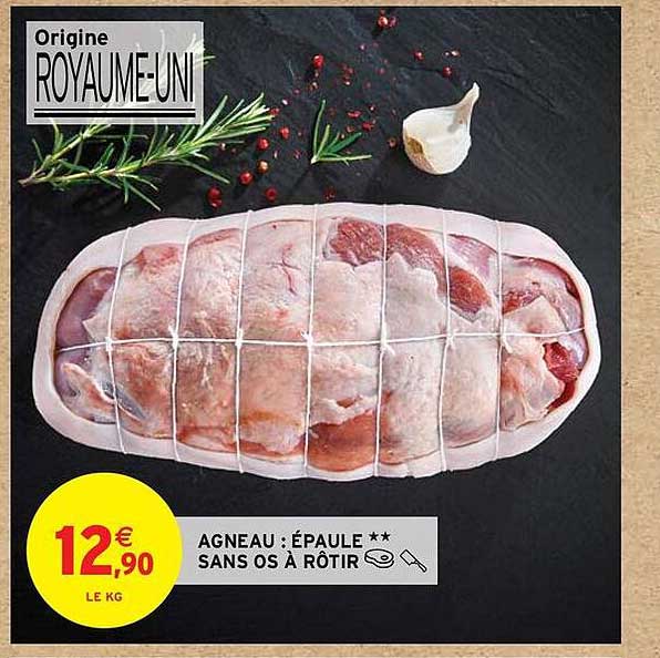 AGNEAU : ÉPAULE ** SANS OS À RÔTIR