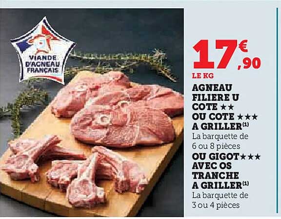 AGNEAU FILIERE U COTE ** OU COTE *** A GRILLER OU GIGOT*** AVEC OS TRANCHE A GRILLER