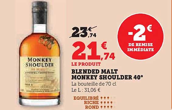 BLENDED MALT MONKEY SHOULDER 40°