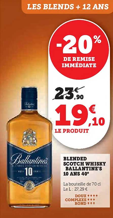 BLENDED SCOTCH WHISKY BALANTINE'S 10 ANS 40°