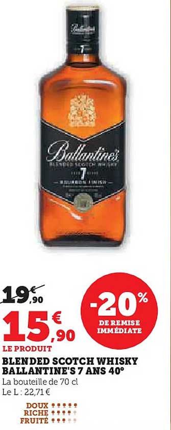 BLENDED SCOTCH WHISKY BALLANTINE'S 7 ANS 40°