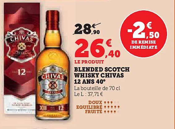 BLENDED SCOTCH WHISKY CHIVAS 12 ANS 40°