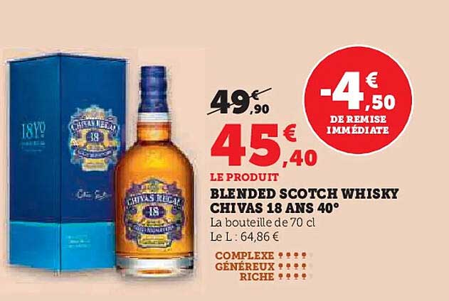 BLENDED SCOTCH WHISKY CHIVAS 18 ANS 40°