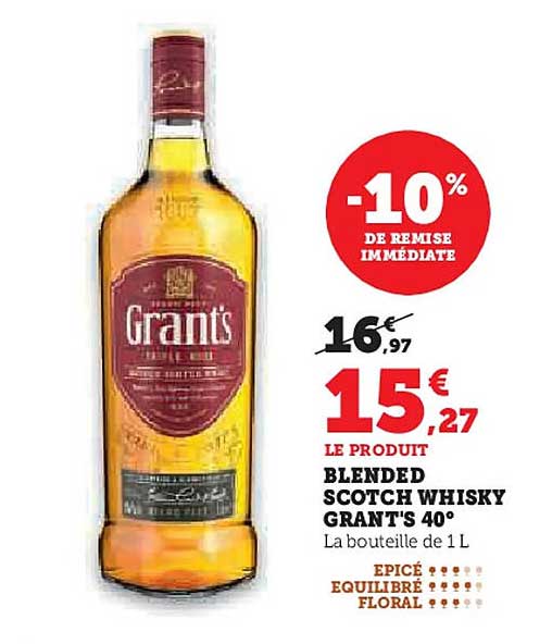 BLENDED SCOTCH WHISKY GRANT'S 40°