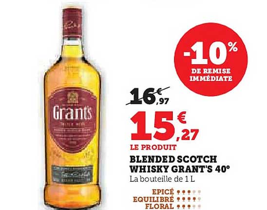 BLENDED SCOTCH WHISKY GRANT'S 40°