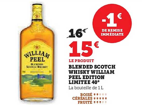 BLENDED SCOTCH WHISKY WILLIAM PEEL EDITION LIMITEE 40°