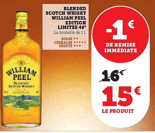 BLENDED SCOTCH WHISKY WILLIAM PEEL EDITION LIMITEE 40°