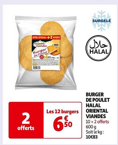 BURGER DE POULET HALAL ORIENTAL VIANDES