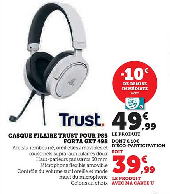 CASQUE FILAIRE TRUST POUR PS5 FORTA GXT 498