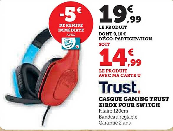 CASQUE GAMING TRUST ZIROX POUR SWITCH