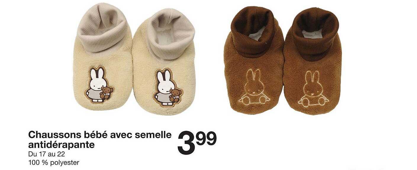 Chaussons bébé avec semelle antidérapante