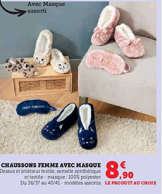 CHAUSSONS FEMME AVEC MASQUE