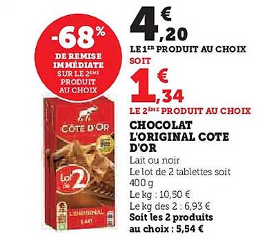 CHOCOLAT L'ORIGINAL COTE D'OR