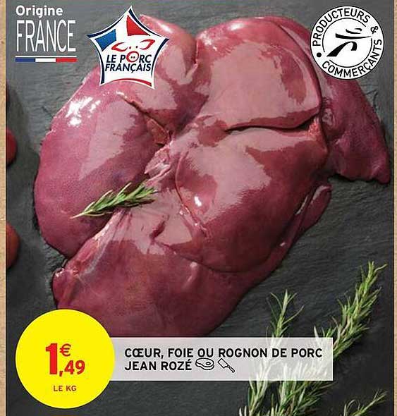 Cœur, foie ou rognon de porc Jean Rozé