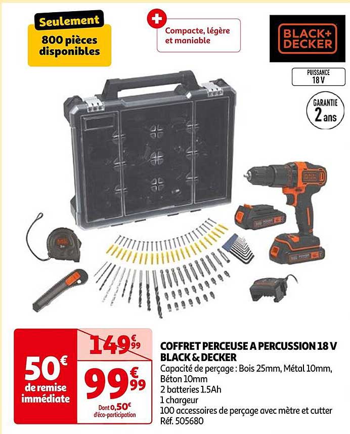 COFFRET PERCEUSE A PERCUSSION 18 V BLACK & DECKER