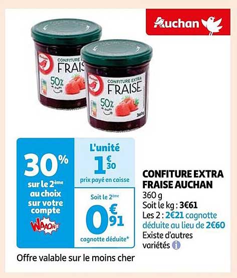 CONFITURE EXTRA FRAISE AUCHAN