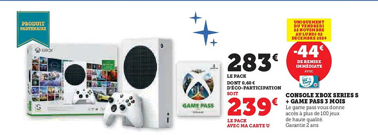 CONSOLE XBOX SERIES S + GAME PASS 3 MOIS