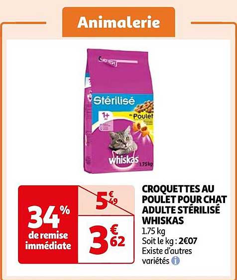 CROQUETTES AU POULET POUR CHAT ADULTE STÉRILISÉ WHISKAS