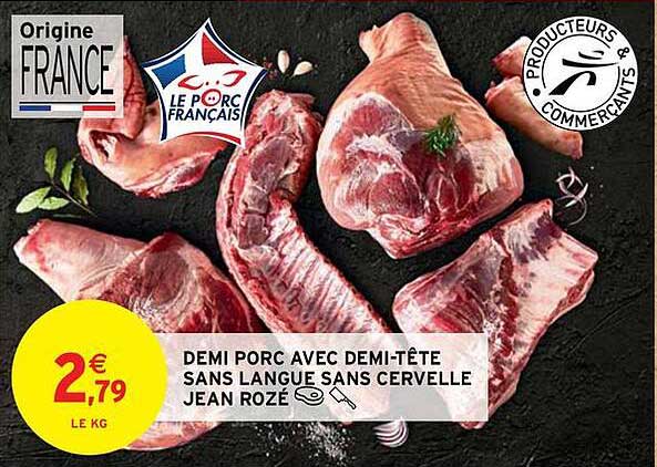 DEMI PORC AVEC DEMI-TÊTE SANS LANGUE SANS CERVELLE JEAN ROZÉ