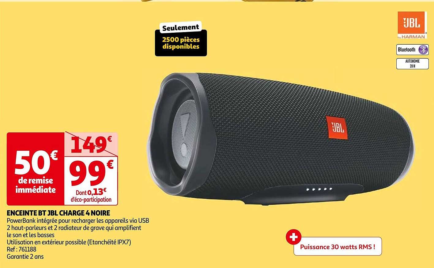 ENCEINTE BT JBL CHARGE 4 NOIRE