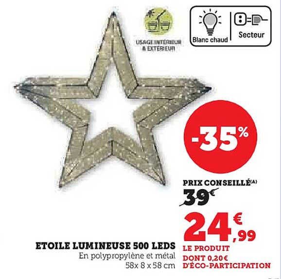 ÉTOILE LUMINEUSE 500 LEDS