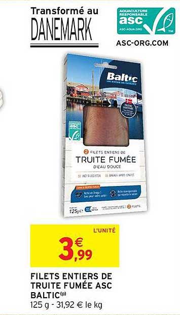 FILETS ENTIERS DE TRUITE FUMÉE ASC BALTIC®