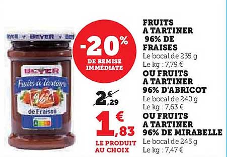 Fruits à tartiner 96% de fraises