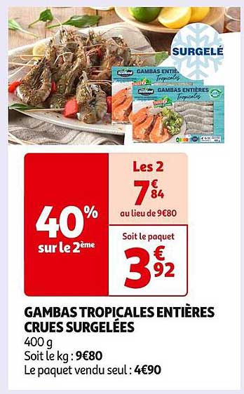 GAMBAS TROPICALES ENTIÈRES CRUES SURGELÉES